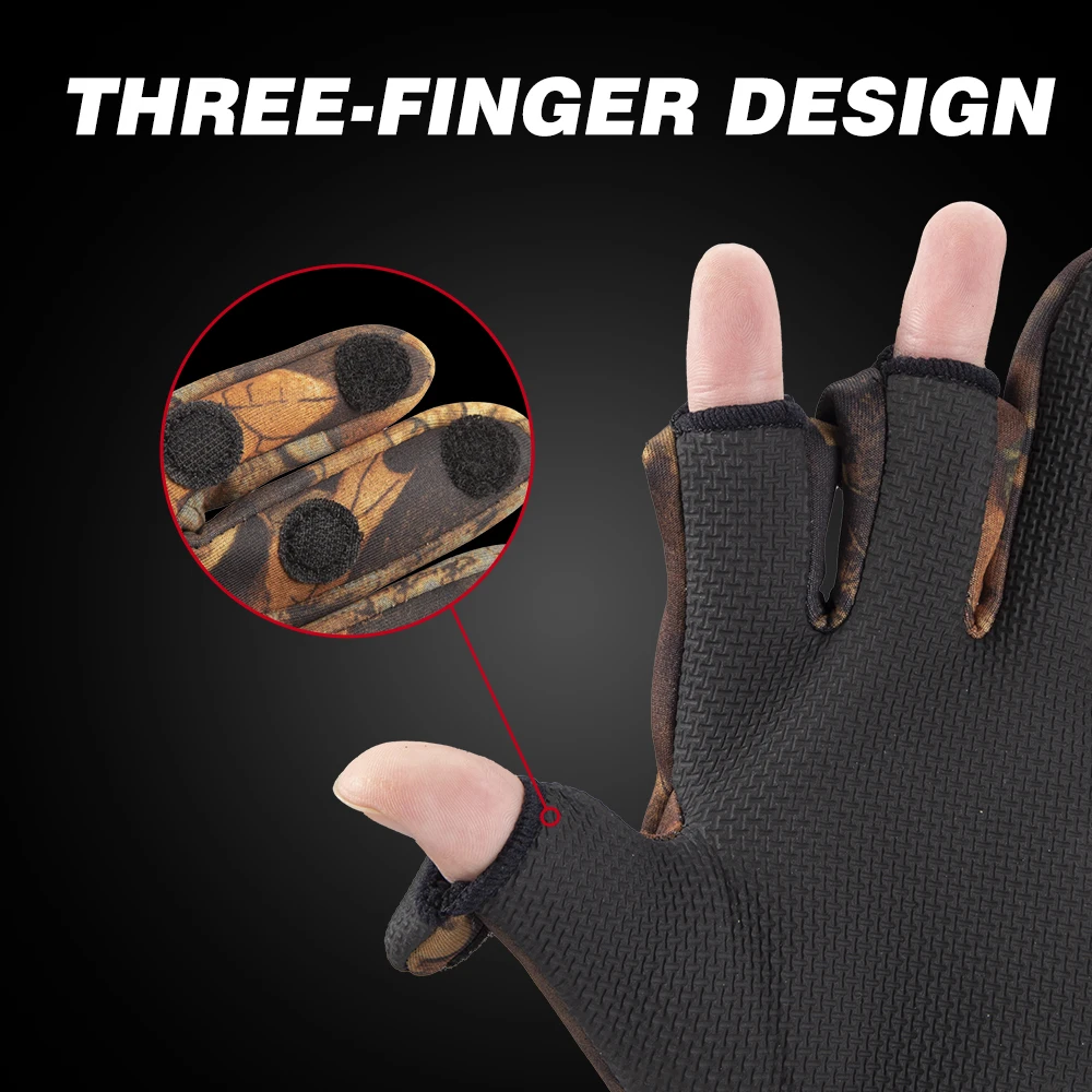 Guantes de Pesca Hunthouse, guantes de Pesca de invierno de neopreno de dos dedos, cuero PU transpirable, cálidos, accesorios de Pesca para Fitness - imagen 5