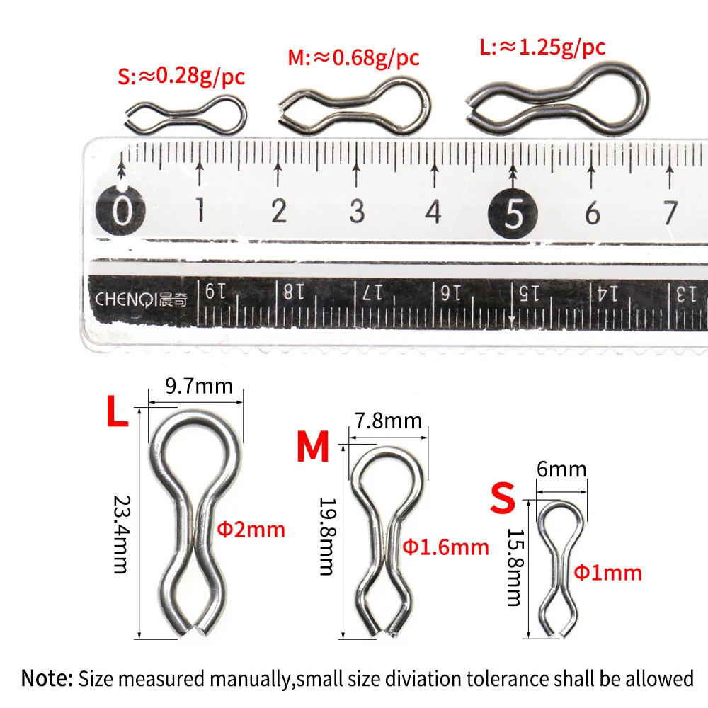 Elllv 50 Uds. De bucles de molde de DO-IT de acero inoxidable, plantillas de plomos de pesca anticorsión, moldeo de señuelos, ojales de alambre, anillos S M L - imagen 3