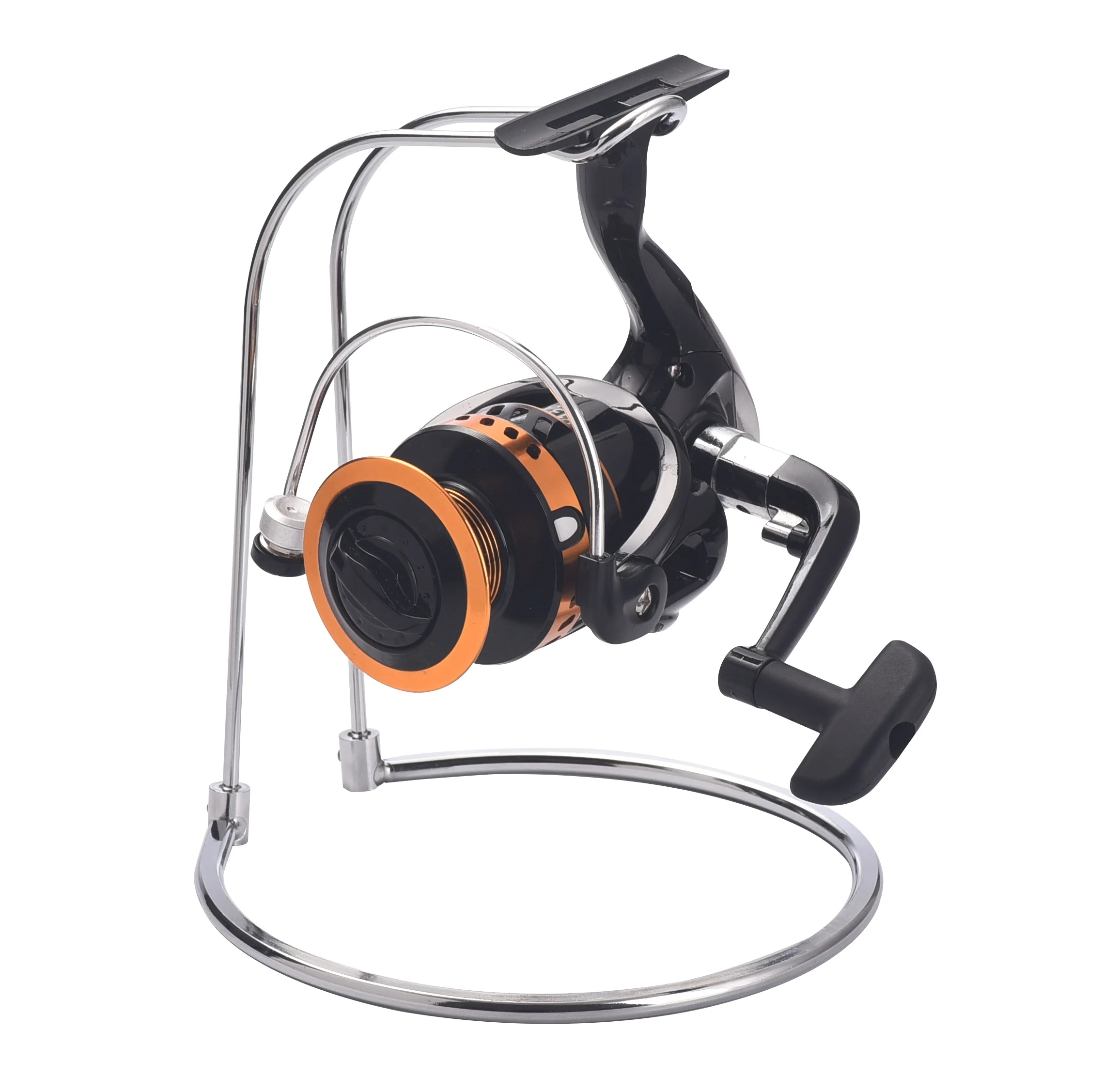 Soporte de carrete de pesca con señuelo extraíble de lagarto, estante de almacenamiento de acero inoxidable, estante de exhibición de carrete de pesca para carretes giratorios