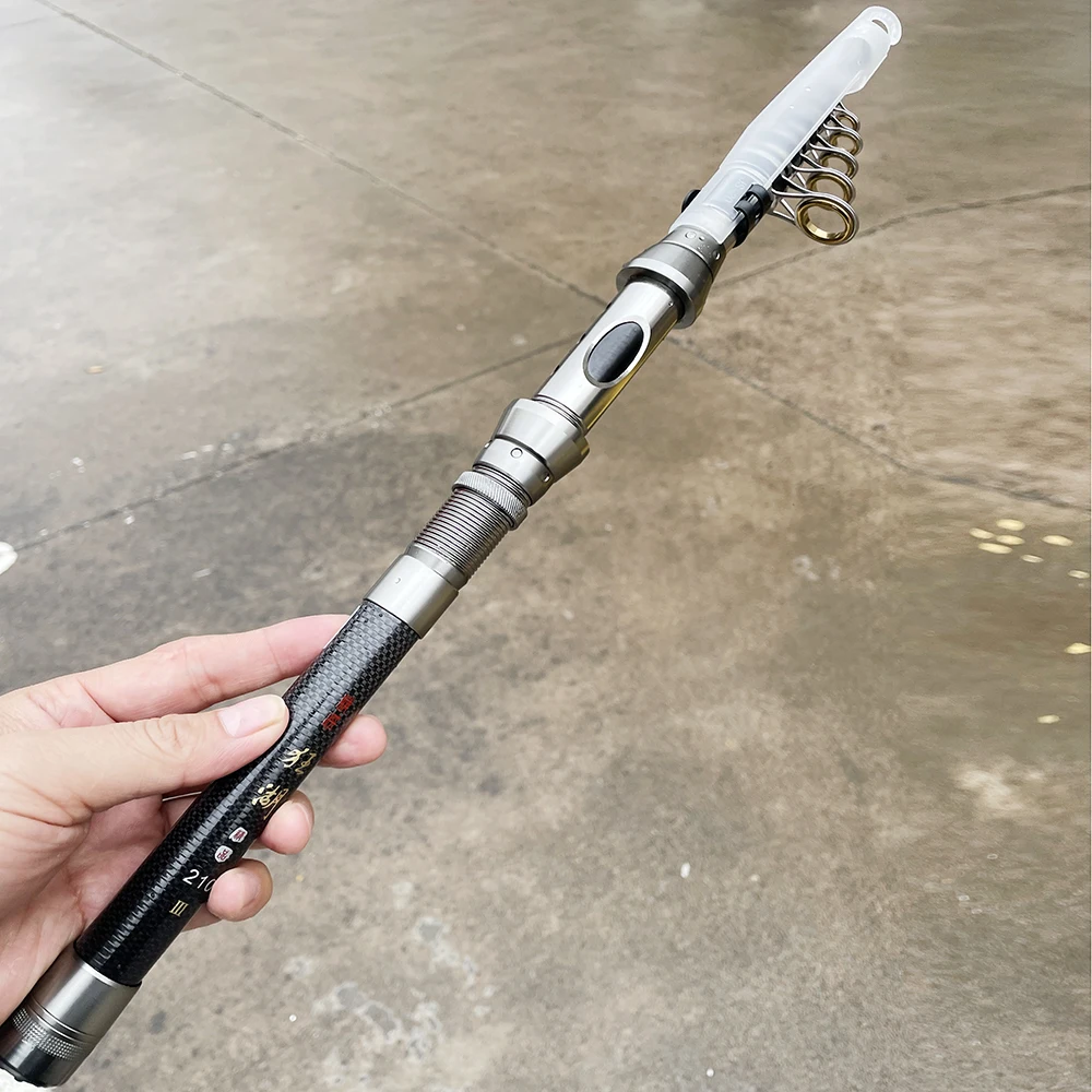 Caña de pescar telescópica de aleación de carbono, caña de pescar giratoria corta de 1,5-2,4 metros - imagen 5