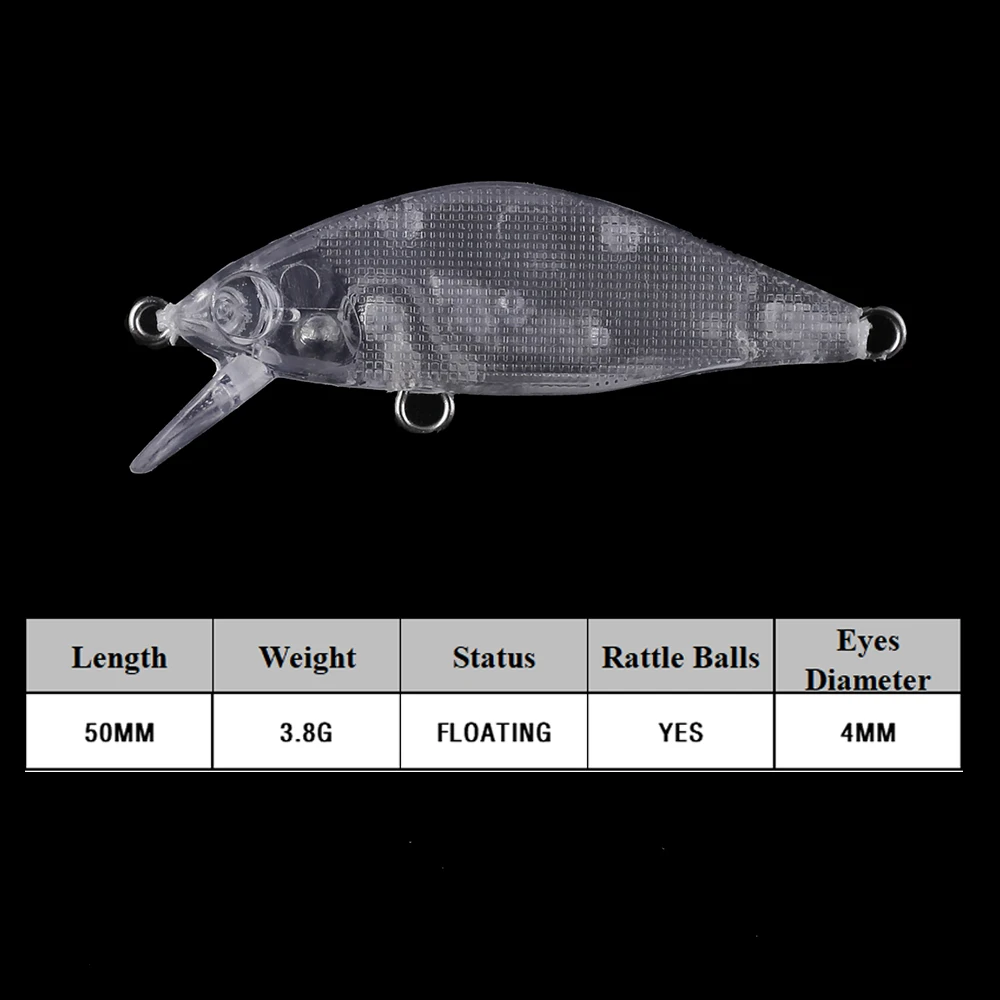 Chan'sHuang 20 piezas cebo en blanco sin pintar 50mm 3,8g labio poco profundo Crankbait sonajeros flotantes DIY señuelo de pesca Artificial hecho a mano - imagen 2