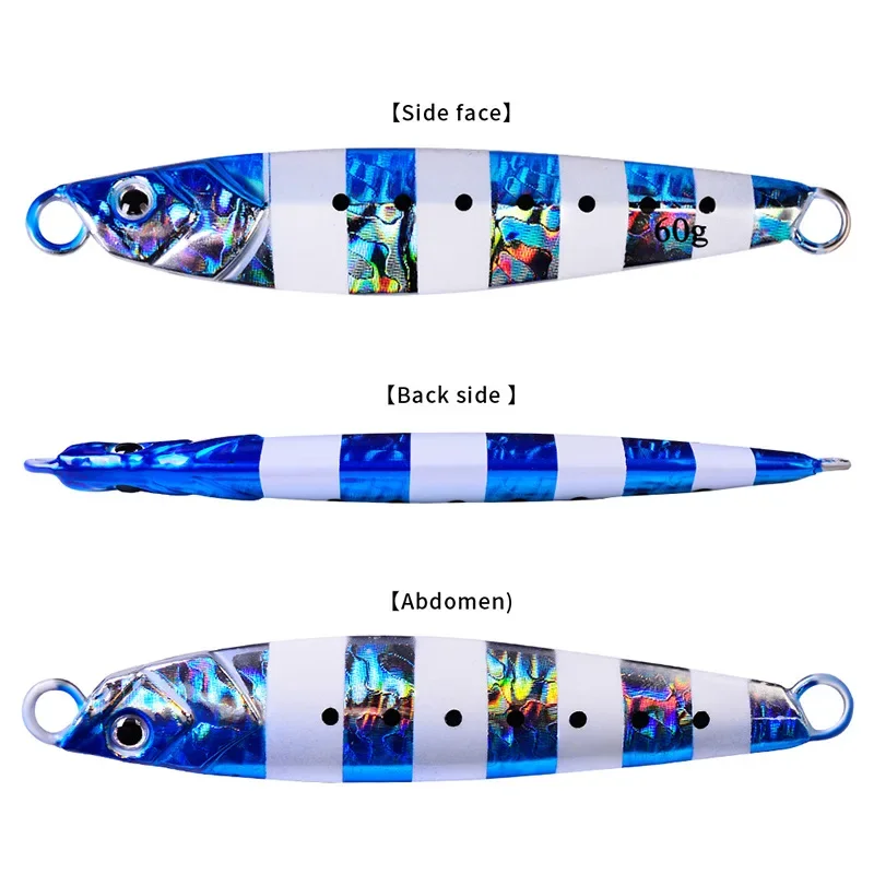 Jig de Metal luminoso de tiro largo, cuchara de Jigging, 30G, 40G, 60G, plantilla de fundición de arrastre, señuelo de lubina, cebo Artificial, aparejos de pesca - imagen 5