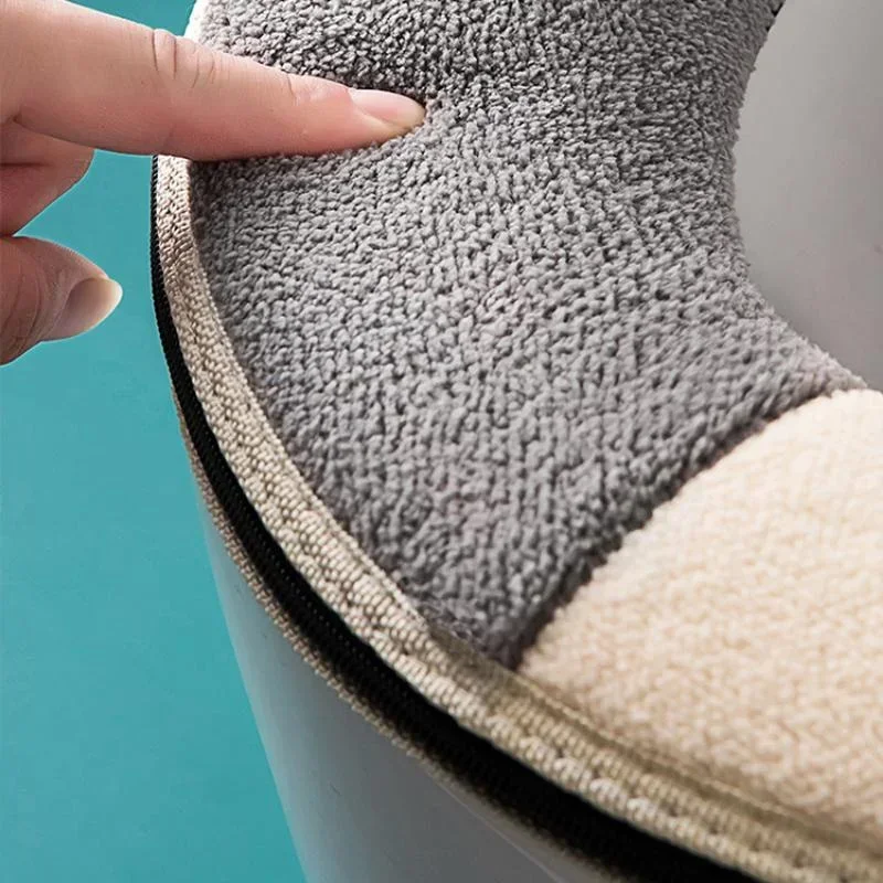 Cubierta de asiento de inodoro Universal, alfombrilla de inodoro con asa, almohadilla en forma de gato, doble Color, accesorios de baño - imagen 5