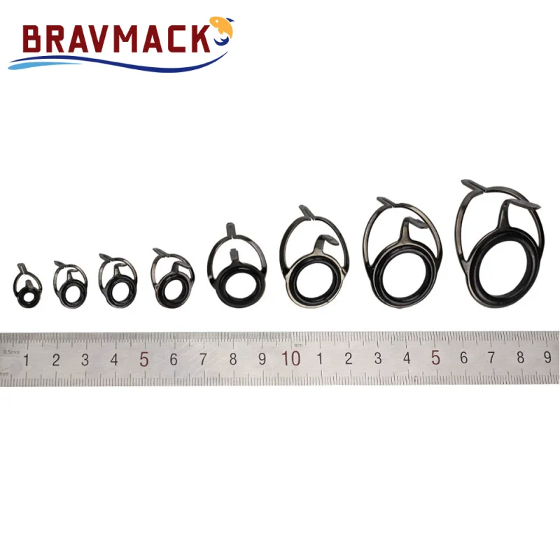 8pcs/juego Anillo de ojo para caña de pescar Acero inoxidable Cerámica Guías para cañas de baitcasting Anillo de ojo para reparación de construcción de cañas Anillo de línea de pesca - imagen 4