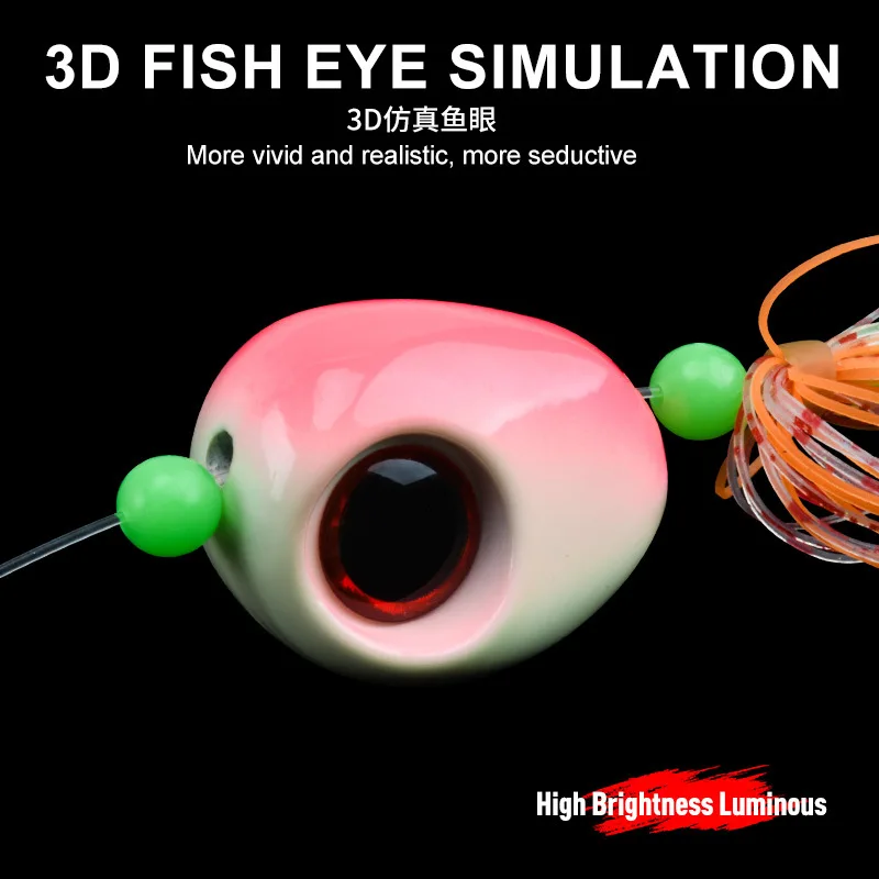 1PC Metal 150g200g250g300g Head with Skirt Jigging Lure Glow Kabura Pesca Slider Snapper Sea Bream Jig Hard Bait Fishing Lure - imagen 3