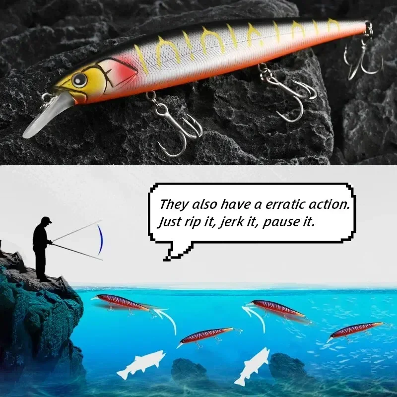 Señuelo suspendido Minnow Jerkbait, cebo Artificial grande, lubina, Lucio, pesca, Jackall Magsquad 160SP, Flirt Minnow Wobbler - imagen 5