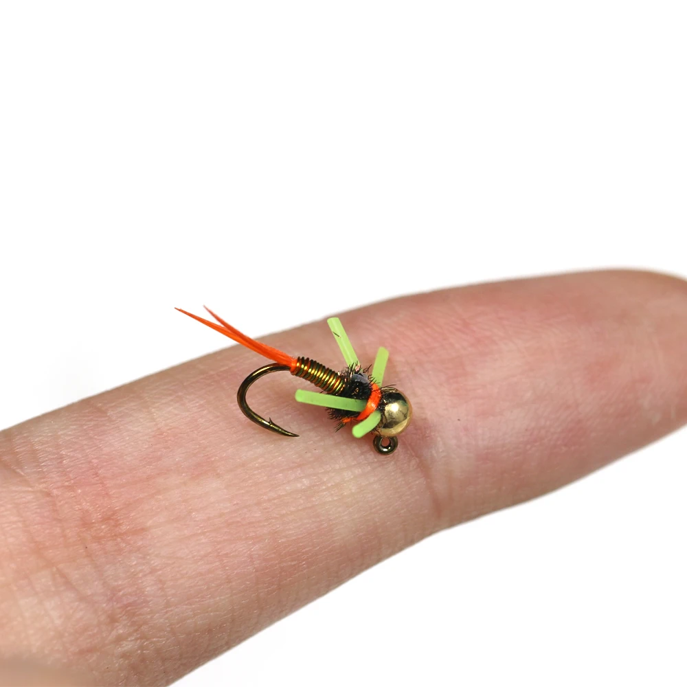 ICERIO 6 uds plantilla de púas ninfa pesca con mosca moscas pierna de goma hundimiento rápido húmedo Euro ninfa mosca trucha Señuelos de pesca cebo # 16 - imagen 5