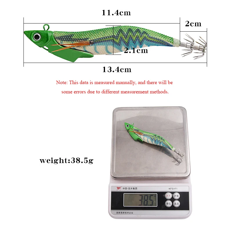 Señuelos de calamar de piezas, cebos de madera de 13,4 cm y 38,5g para pesca de camarones en agua salada, cebo de pulpo - imagen 5