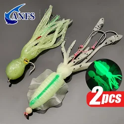 ANFS Señuelo calamar suave realista para pesca en agua dulce y salada