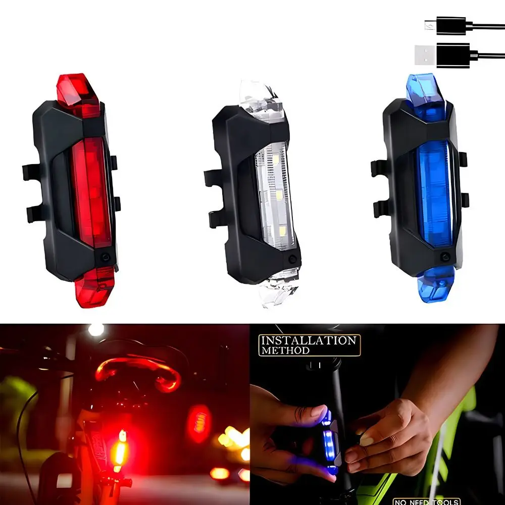 Luz trasera para bicicleta, recargable vía USB, resistente al agua, para ciclismo de montaña - imagen 5
