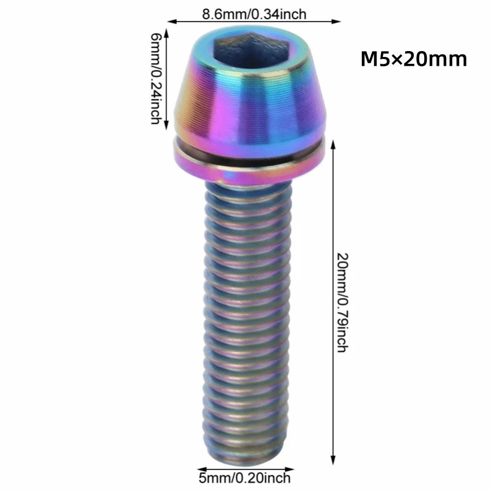 3 uds tornillos de bicicleta de aleación de titanio cabeza cónica hexagonal M5/M6x20mm tornillos de freno de disco de bicicleta tornillos de fijación de bicicleta ligeros - imagen 4