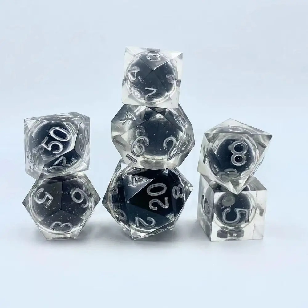 Juego de dados de resina líquida poliédrica, dados de esquina afilados para D & d DND, D4, D6, D8, D10, D12, D20, negro, Azul, Morado, nuevo - imagen 3
