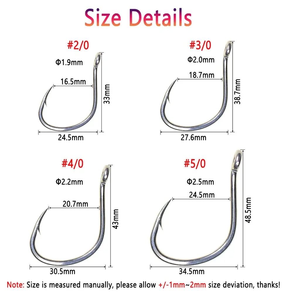 Bimoo-anzuelos de acero de alto carbono para agua salada, señuelo de púas, anzuelo de asistencia para Jigging, 10 piezas, 2/0, 3/0, 4/0, 5/0 - imagen 3