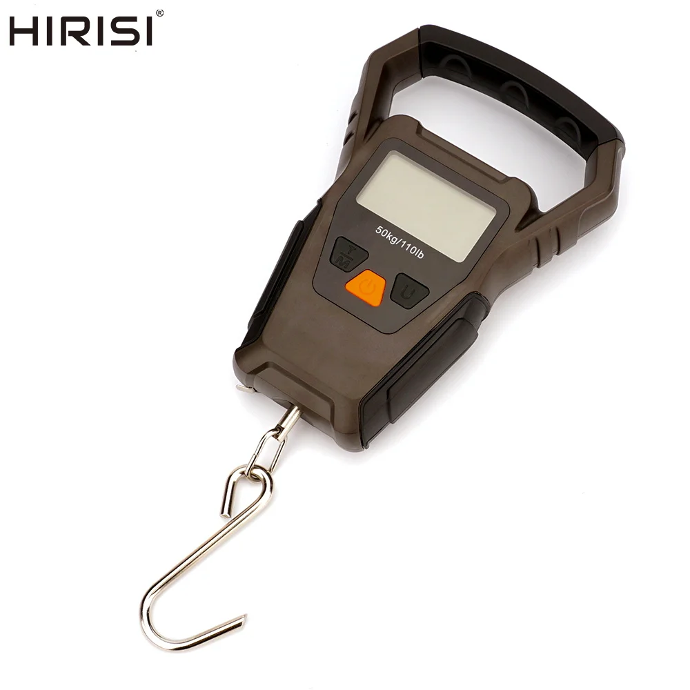 Hirisi-báscula de pesca con retroiluminación, pantalla LCD de 50kg, balanza electrónica con gancho Digital, herramienta de pesaje portátil