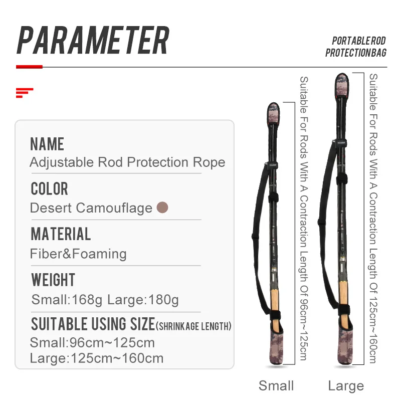 OBSESSION Bolsa de almacenamiento de caña de pescar ajustable, cinturón de hombro portátil para caña de pescar, bolsa protectora de cinturón para caña de pescar - imagen 2