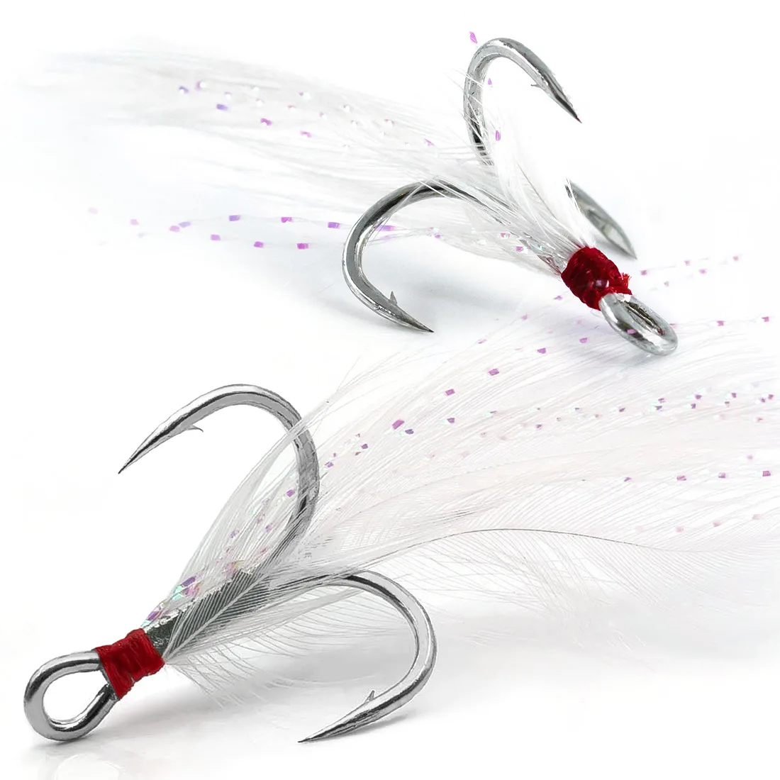 Anzuelos de pesca de acero rico en carbono, 15 Uds., anzuelos de plumas de pesca, señuelos Crankbaits, repuesto para pesca de lubina, bagre, anzuelo triple