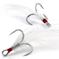 Anzuelos de pesca de acero rico en carbono, 15 Uds., anzuelos de plumas de pesca, señuelos Crankbaits, repuesto para pesca de lubina, bagre, anzuelo triple