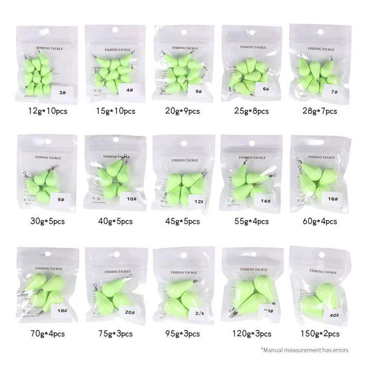 Colgante luminoso de plomo en forma de gota de olivo, 12GRocky, plataforma de pesca, accesorios de pesca, herramientas de pesca - imagen 5