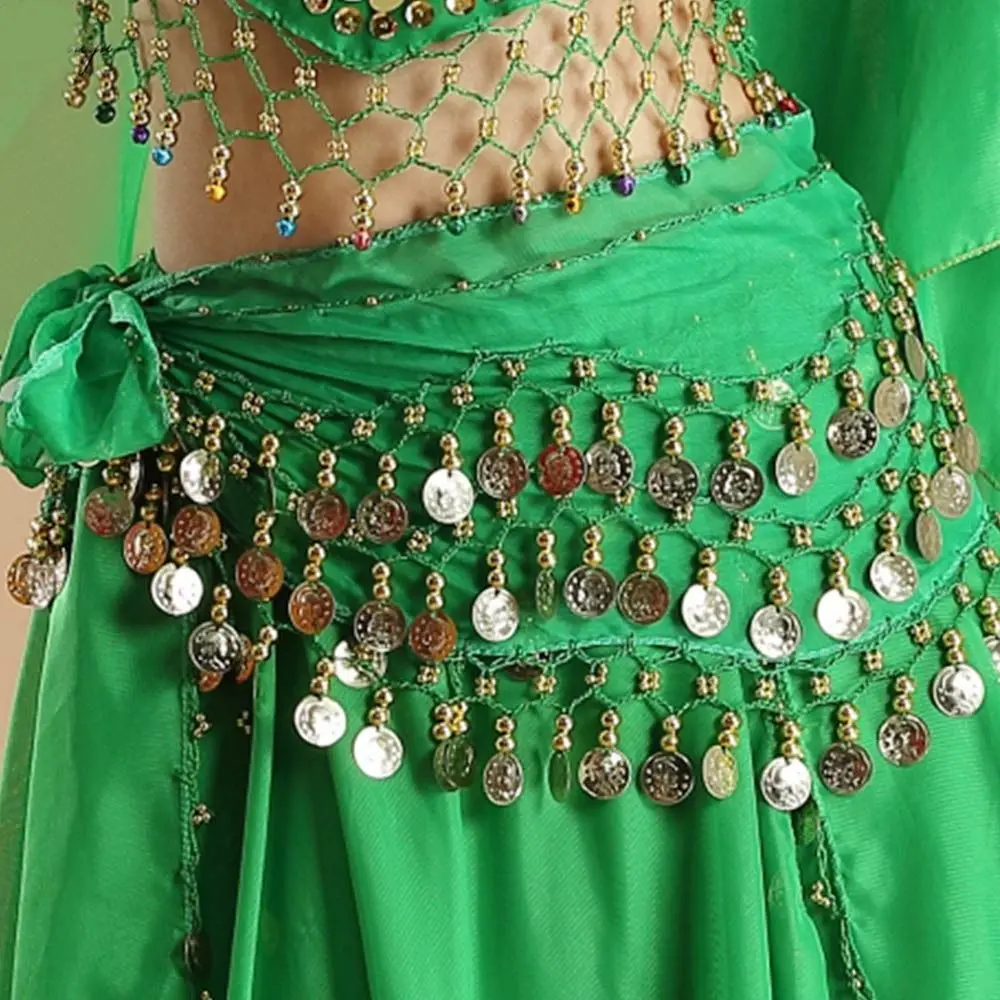 Cinturón de danza del vientre con cadena y bufanda de cadera para disfraz de espectáculo