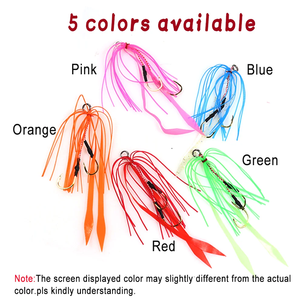 LIONRIVER-Conjunto de señuelo de remolque de pesca, conjunto de 8 piezas de falda de goma de silicona, anzuelo de plantilla, cebo de pulpo para agua salada - imagen 4