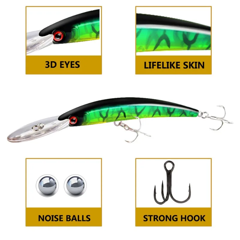 Señuelo de Pesca de pececillos hundidos, Wobblers Swimbait, aparejos Crankbait, cebo duro Artificial, Pesca de carpa de Lucio, 17cm, 24g, 1Pc - imagen 3