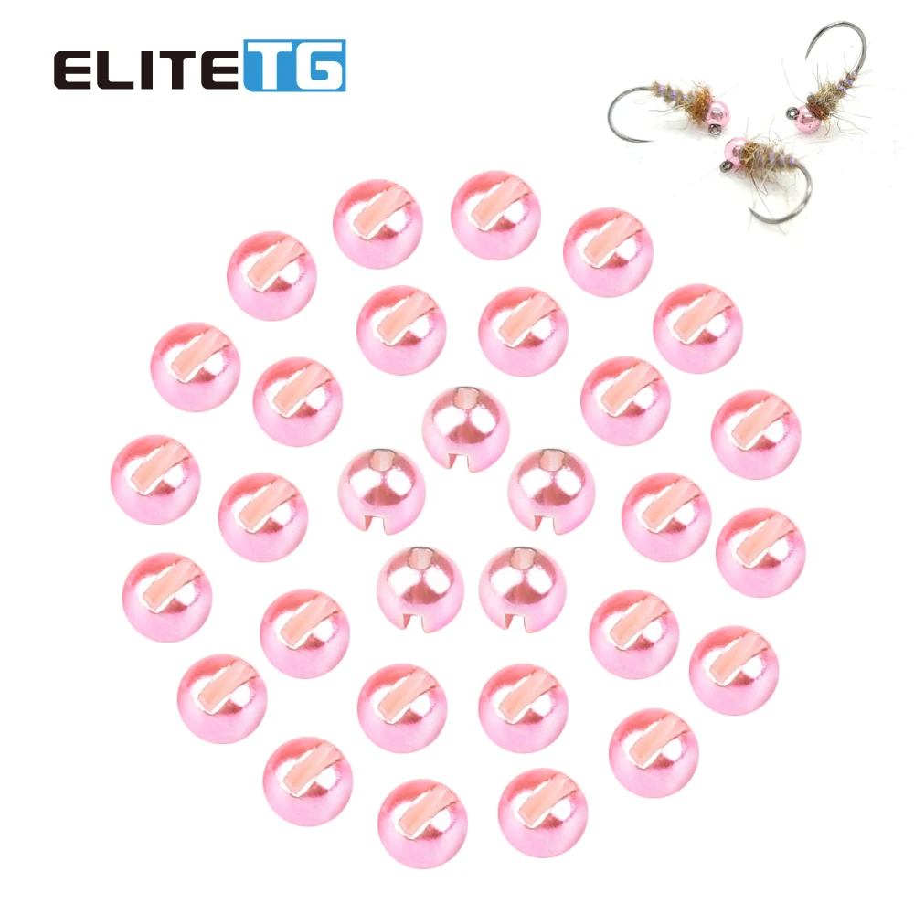 Elite TG-Cuentas ranuradas de color rosa claro metálico para pesca con mosca, plantilla de pesca con mosca de 2,5 ~ 3,8mm, moscas de ninfas, Material DIY, señuelo tipo paleta de trucha