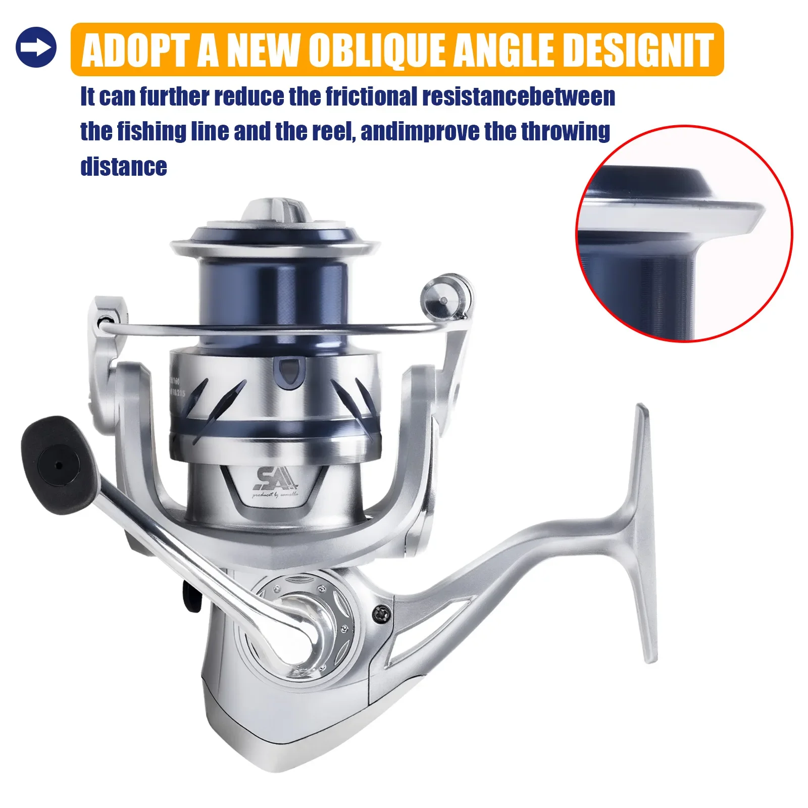 Carretes de pesca SAMOLLA, carretes giratorios 1000-7000 6 + 1BB 5,2: 1, arrastre máximo de 12KG, carrete poco profundo de tiro lejano, carretes a prueba de agua para agua salada - imagen 4