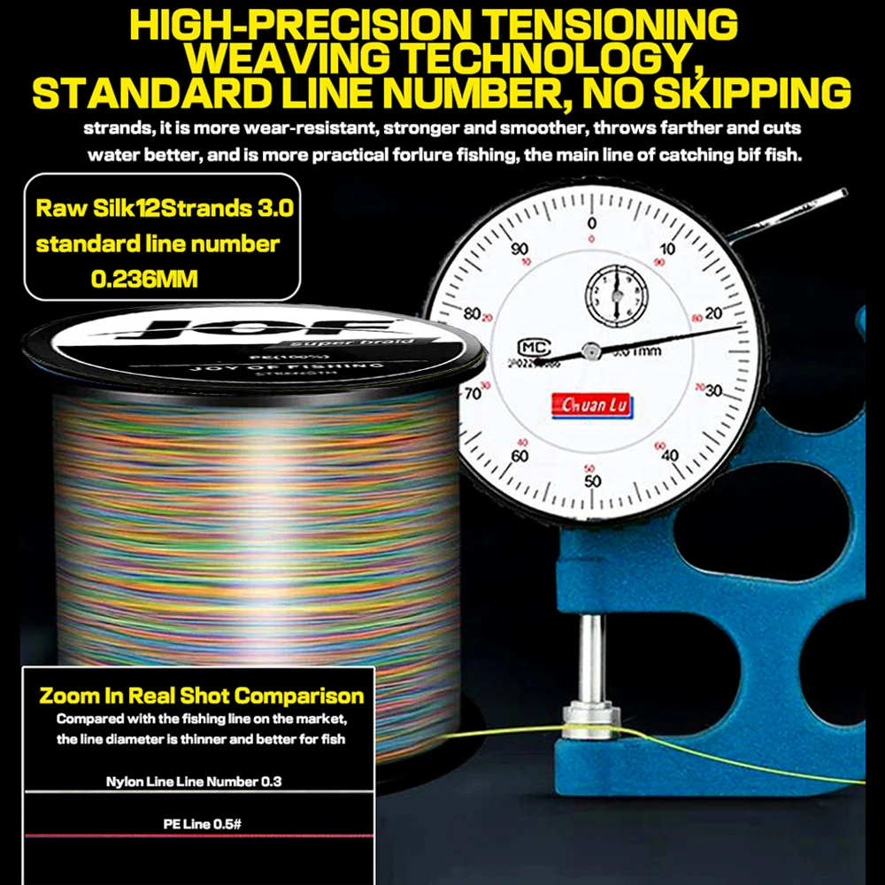 JOF 100M-1000M 16 hebras 25-200lb Hollowcore PE trenzado alambre de pesca multifilamento súper fuerte sedal Japón Multicolor - imagen 5