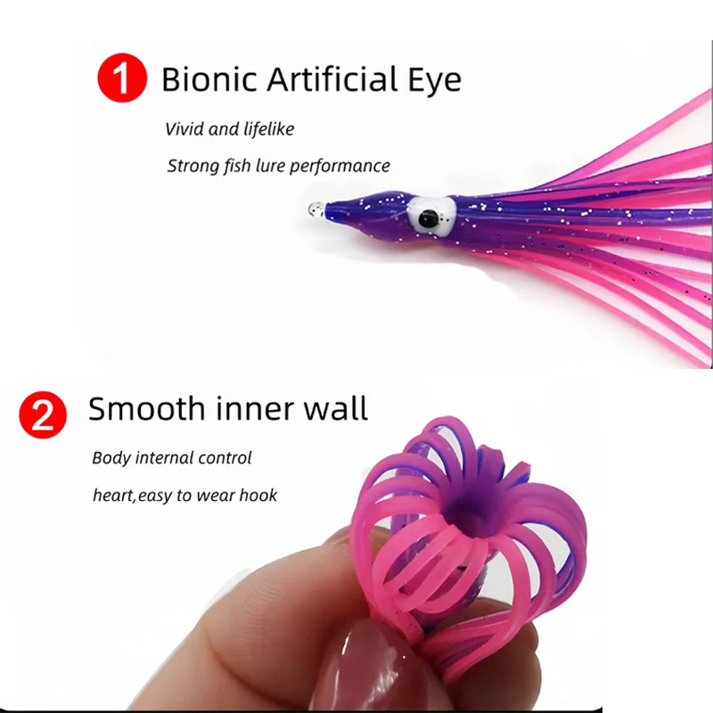 Señuelo de faldas de pulpo luminoso suave, cebo brillante de Pesca de Mar, 7cm - imagen 4