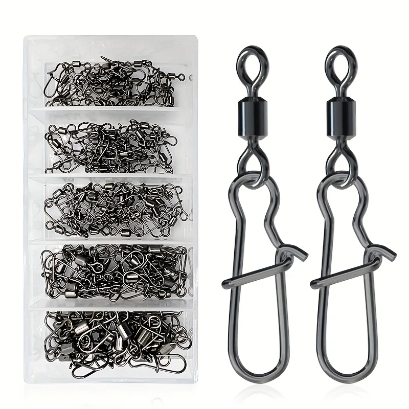 Juego de 95/210 Uds. De equipo de conector de pesca 2-10 #   Rodamiento de pasador de acero inoxidable, broche giratorio para accesorios de aparejos de gancho de señuelo