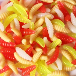 Gusano de silicona - Cebo blando para pesca con olor artificial, 2 cm