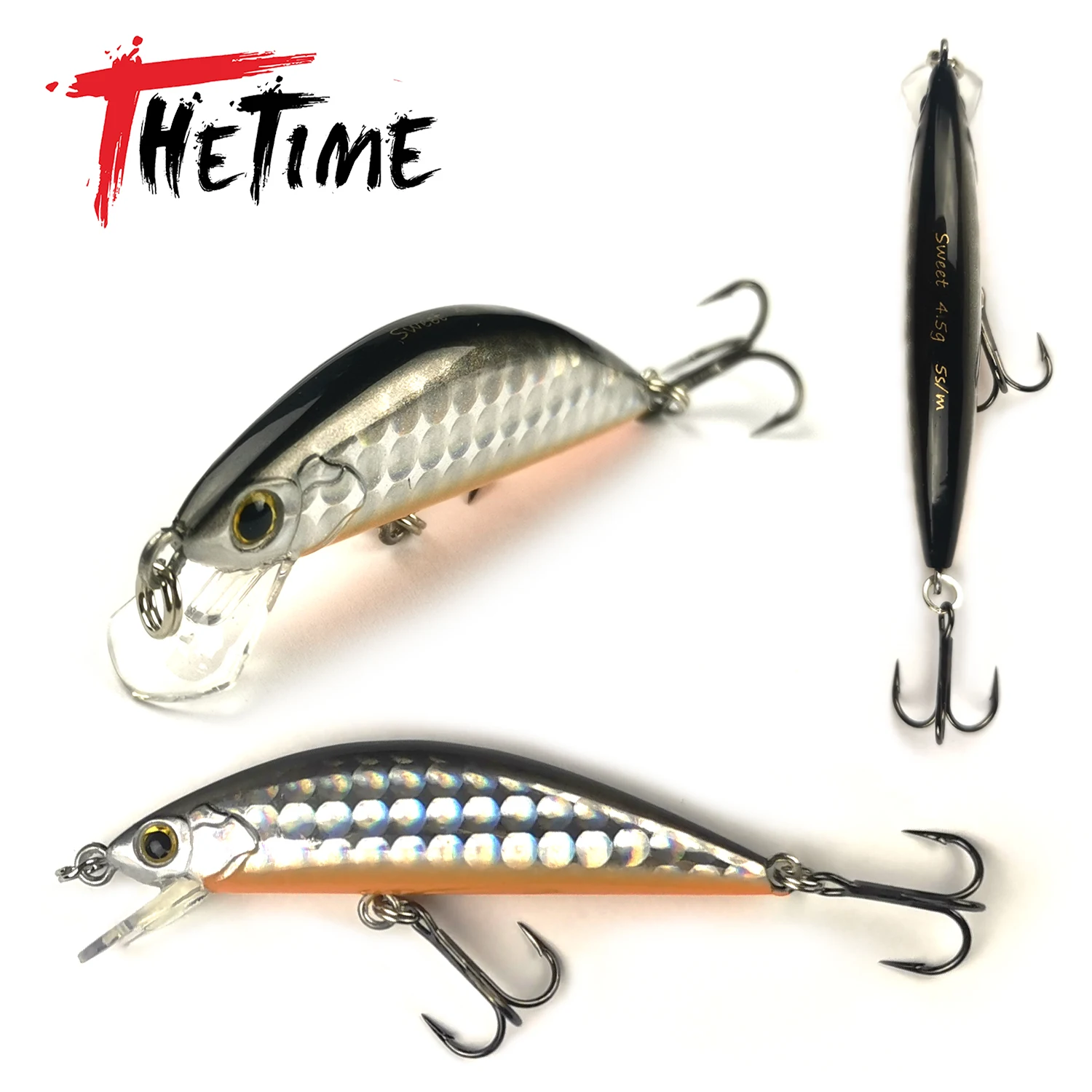 THETIME SWEET 55 pequeño Jerkbait Minnow señuelo 55mm/4,5g Mini sábalo hundimiento Artificial Wobbler cebo para trucha perca Crappie pesca - imagen 5