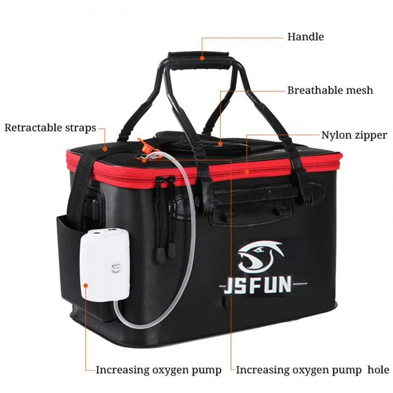 JSFUN-cubo de pesca plegable y grueso, cubo para peces vivos sin bomba de oxígeno, tanque de agua portátil EVA, pesca al aire libre, peces vivos - imagen 2