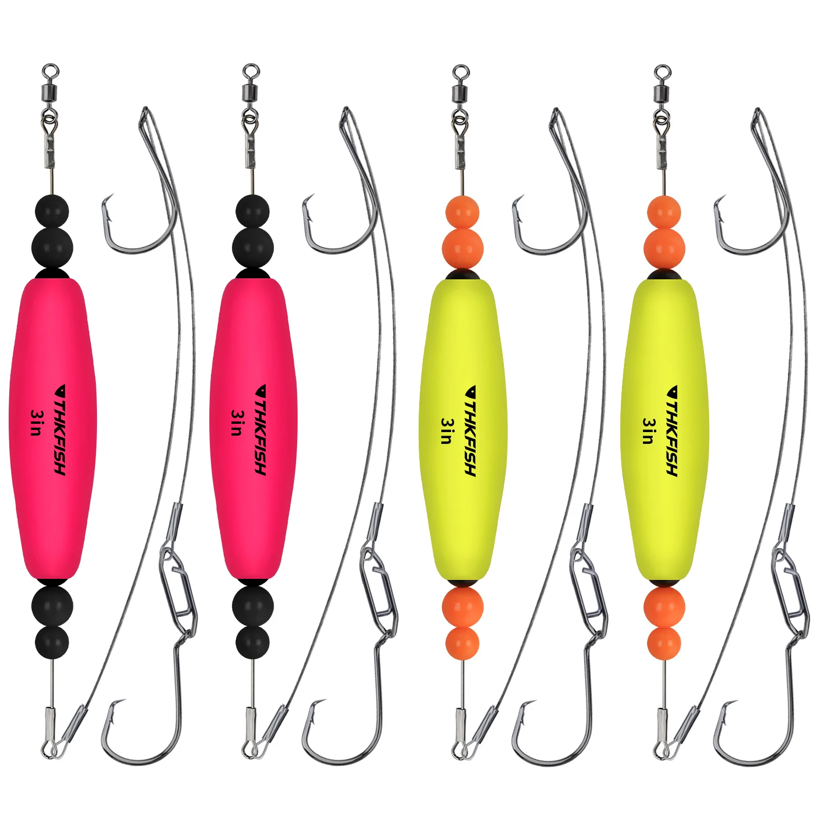 THKFISH-plataforma flotante de bagre con sonajero, 2 uds., con ganchos dobles, 2,5 pulgadas, 3 pulgadas, espuma EVA, Bobber antideslizante, 6/0, 7/0, anzuelos de bagre, Kit de cuentas de pesca