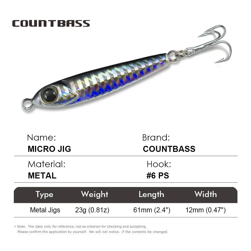 COUNTBASS 23 g 0,81 oz Micro señuelos de pesca con anzuelo triple Metal Sea Bass Jigging Game - imagen 2