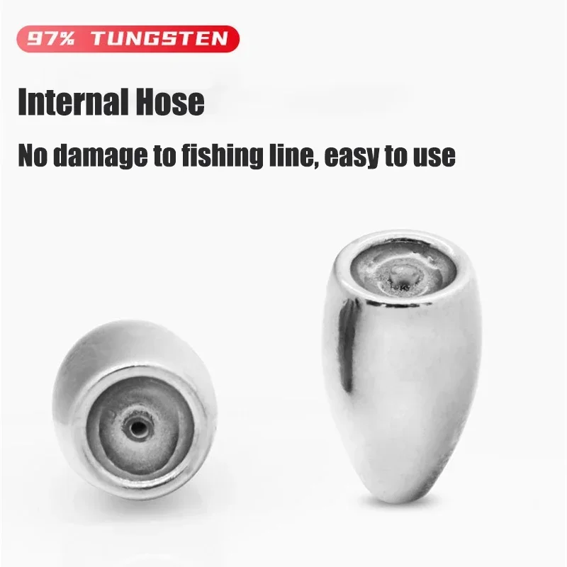 Plomos de pesca de tungsteno con forma de bala, pesas de pesca con tubo hueco, sin línea, Ayuda de fundición ponderada contra daños, accesorios de pesca - imagen 5