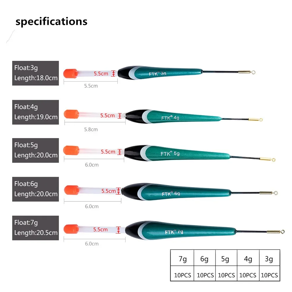 Flotador de pesca en roca de 100 piezas, flotador de tiro largo con varilla luminosa insertada, accesorios de equipo de pesca al aire libre, flotador de carpa - imagen 3