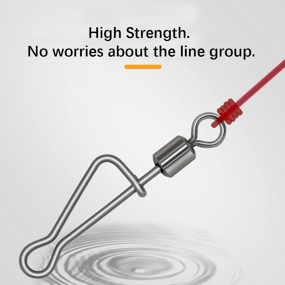 DNDYUJU 50-100 Uds. De barril de pesca giratorio de latón, conector de señuelo de pesca a presión de acero inoxidable, accesorios de pesca - imagen 4