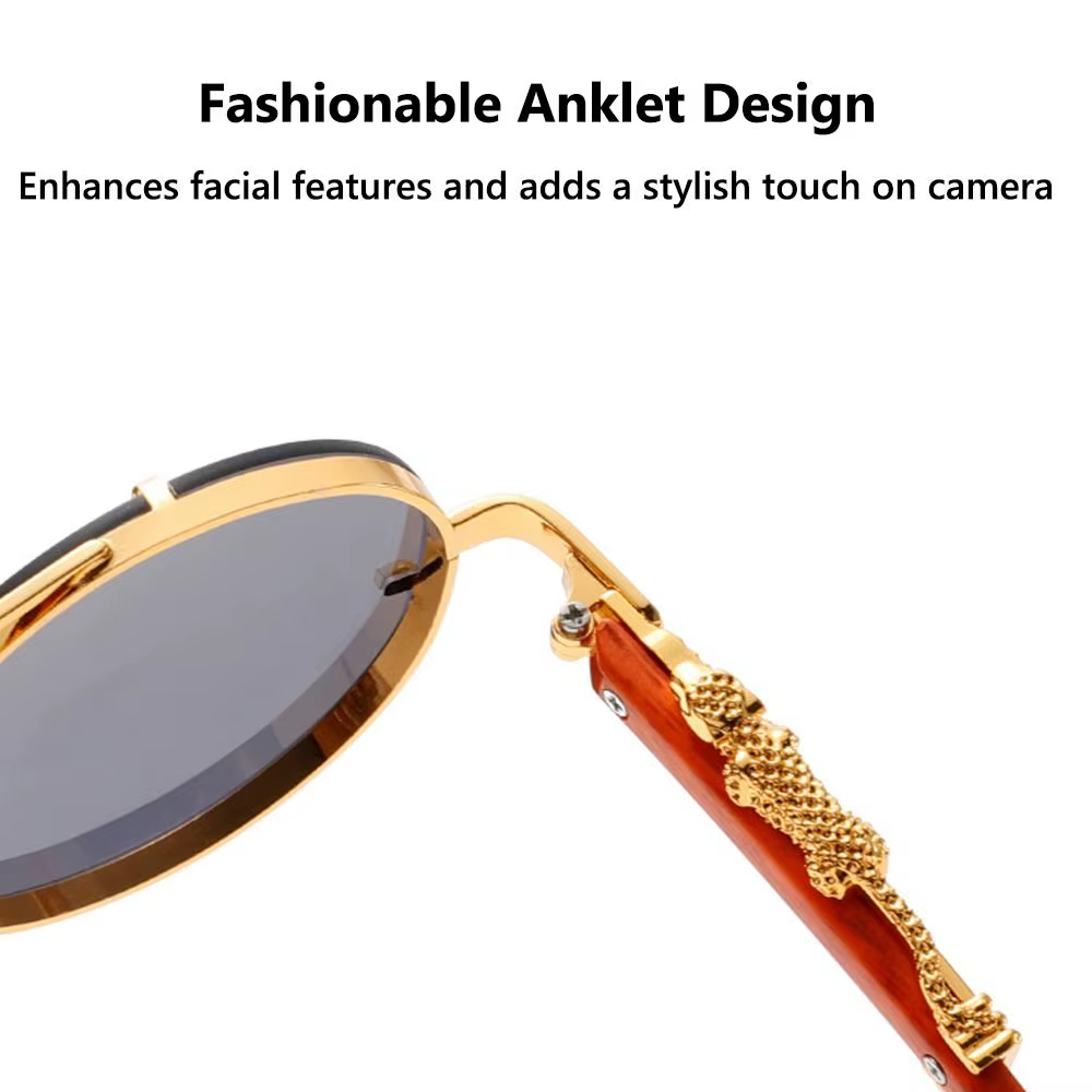 Gafas de sol redondas de diseño de lujo Multicolor decoración de guepardo doble puente tonos degradados gafas de protección UV Unisex - imagen 5