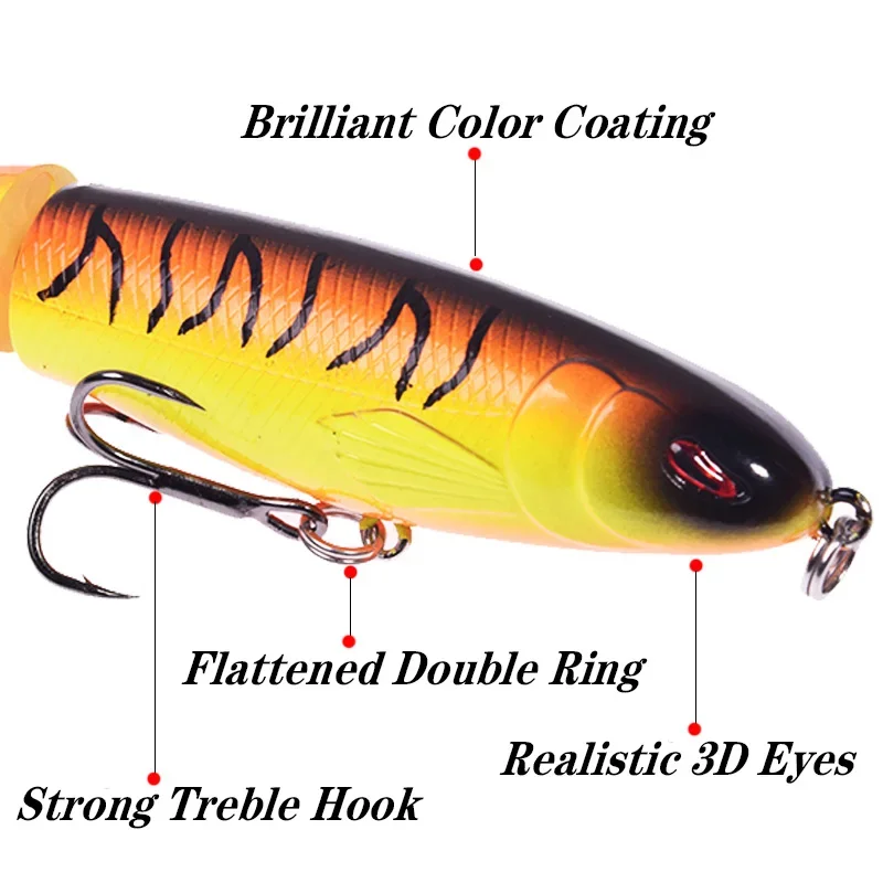 Señuelo de pesca Wobblers con hélice, 10cm, 13,5g, lápiz Topwater giratorio, cola suave, cebo duro Artificial, aparejos de pesca, 1 ud. - imagen 4