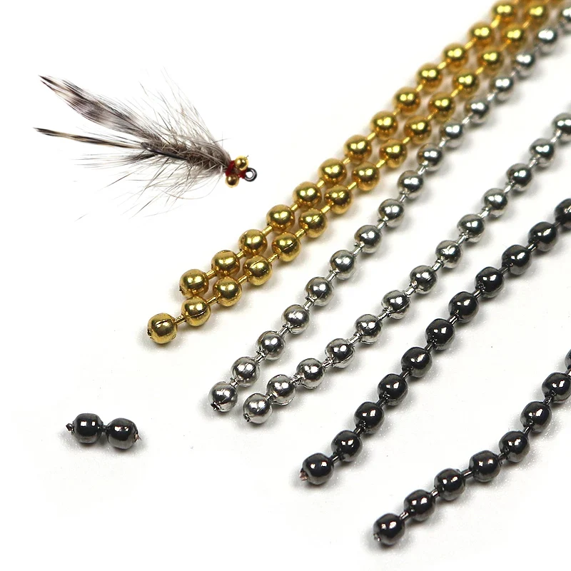 Wifreo-Cadena de bolas para pesca con mosca, 45cm, 60cm, Ojos de Metal, 1,5mm, 2,0mm, 2,4mm, 3,2mm, Material de pesca con mosca de Ninfa, negro, plateado, dorado - imagen 3