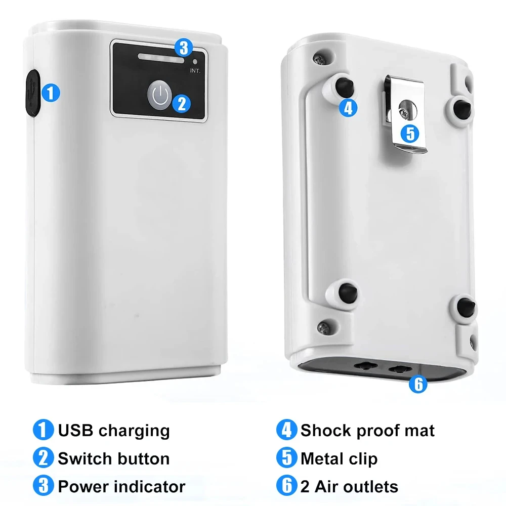 Bomba de oxígeno para pecera, bomba de aire de doble uso con carga, batería de litio USB, herramienta de pesca silenciosa portátil para el hogar al aire libre - imagen 3