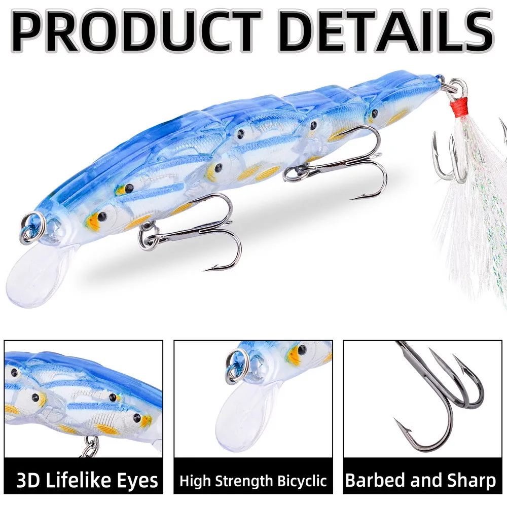Señuelo de pesca hundido Minnow, grupo de peces con anzuelos de plumas, fundición de larga distancia, pececillo japonés de 12Cm-14G - imagen 2