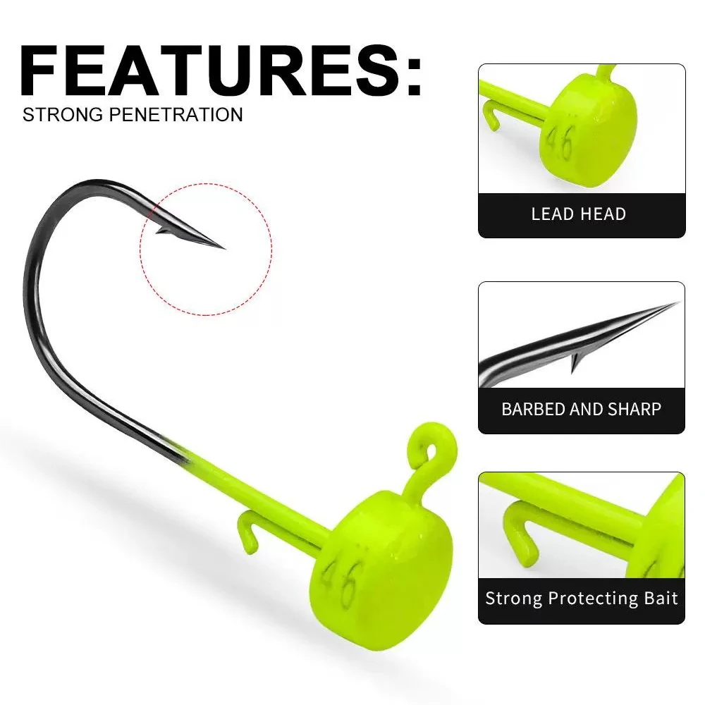 5 unids/caja Ned Rig anzuelos de pesca 2,8g 3,5g 4,6g 7g cabeza de anzuelo seta para señuelos blandos aparejos de Jigging herramienta fina anzuelo de púas afilado - imagen 4