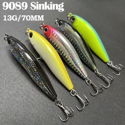 Señuelo de pesca con lápiz de 13g y 70mm, cebo adhesivo que se hunde, ojos 3D, cebo Artificial de fundición larga, pececillo Wobbler, lubina, accesorios de pesca