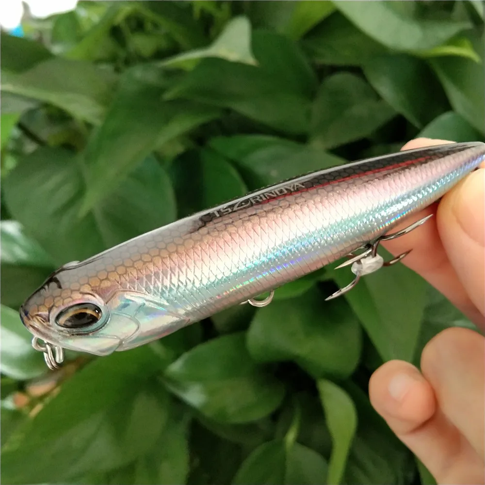 Señuelo de pesca Topwater de 4 piezas, lápiz flotante dw59, 85mm, 10,5g, 110mm, 20,5g, dw58, cebo Articial para lubina, señuelo de cabeza de serpiente - imagen 4