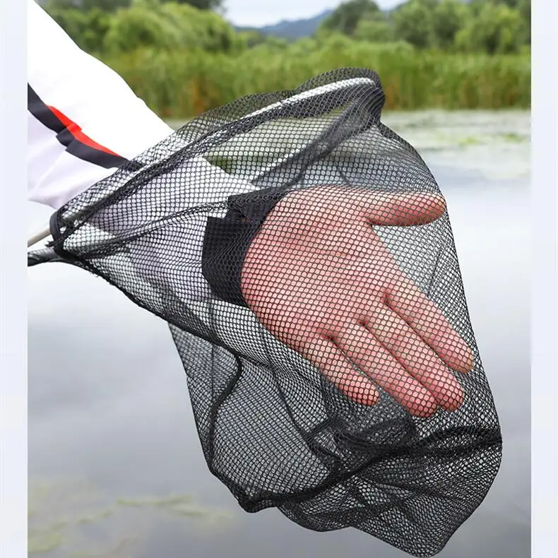 Red de pesca de silicona suave, Red de aterrizaje de peces, poste de aleación de aluminio, mango EVA, 50x30 cm, herramientas, accesorios - imagen 5
