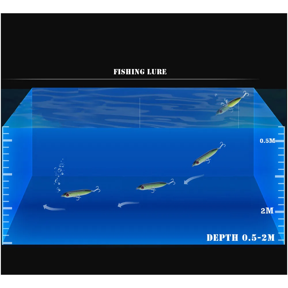 Señuelos de Pesca con lápiz flotante, 96mm, 12,2g, cebo Artificial de agua superior, Wobbler de Pesca para carpa, equipo de Swimbait para caminar al perro - imagen 4