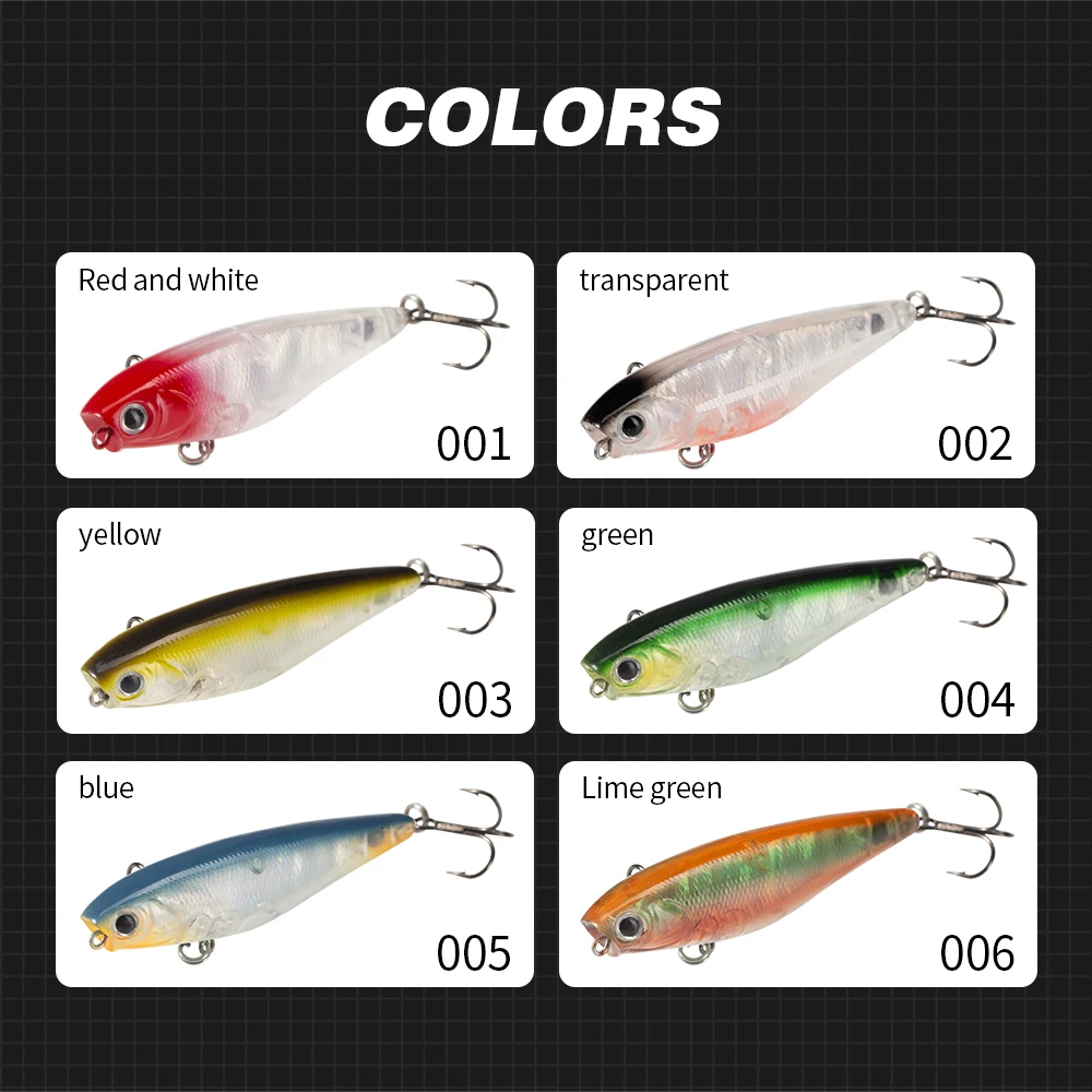 Hunthouse-Mini señuelo de pesca de superficie flotante, cebo duro de 60mm, 4,1g, Topwater WTD para Lucio, trucha, aparejos de lubina - imagen 5