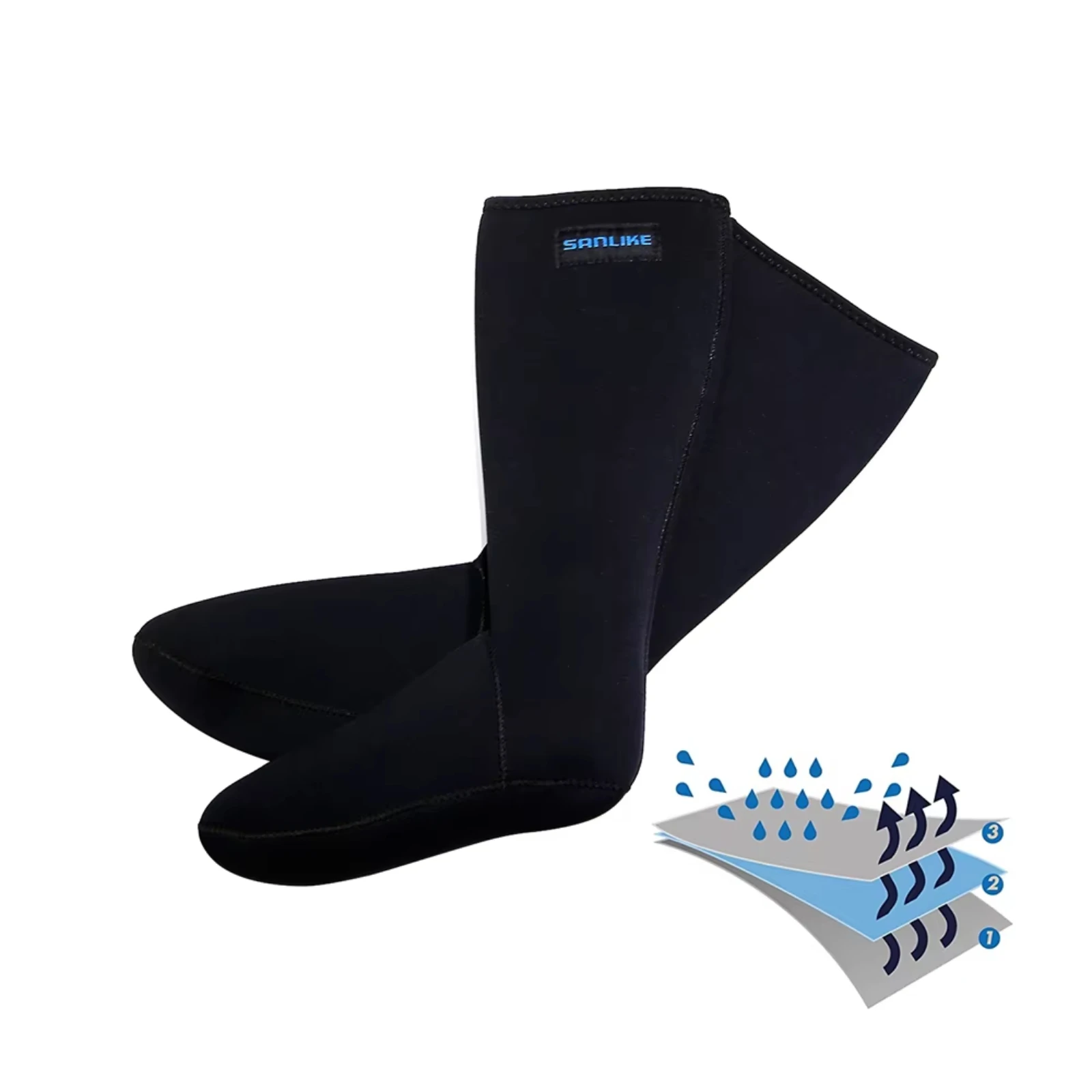 SANLIKE calcetines negros incompleto impermeables ventilación calcetines de neopreno botas para buceo esquí surf accesorios de herramientas de pesca - imagen 3